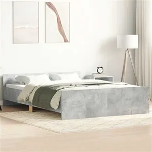 vidaXL Cadre de lit tête de lit et pied de lit gris béton 120x200 cm pas cher