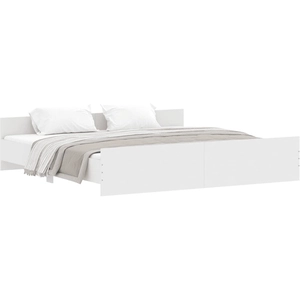 vidaXL Cadre de lit avec tête de lit/pied de lit blanc 200x200 cm pas cher