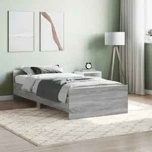 vidaXL Cadre de lit sonoma gris 90x190 cm bois d'ingénierie pas cher