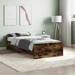 Comparateur de prix : vidaXL Cadre de lit sans matelas chêne fumé 90x190cm bois d'ingénierie