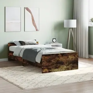 vidaXL Cadre de lit sans matelas chêne fumé 90x200cm bois d'ingénierie pas cher