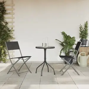 vidaXL Ensemble à manger de jardin 3 pcs noir acier pas cher
