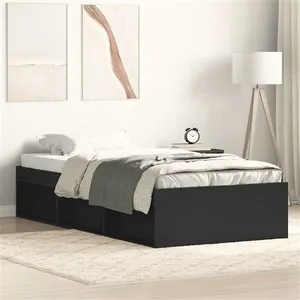 vidaXL Cadre de lit noir 90x190 cm pas cher