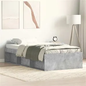 vidaXL Cadre de lit gris béton 90x190 cm pas cher