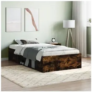 vidaXL Cadre de lit chêne fumé 90x190 cm pas cher