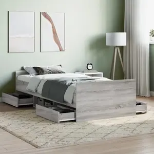 vidaXL Cadre de lit tête de lit et pied de lit sonoma gris 90x200 cm pas cher
