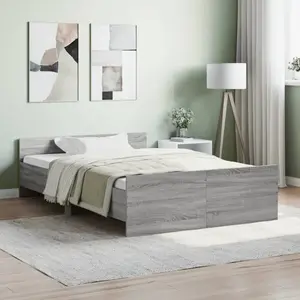 Comparateur de prix : vidaXL Cadre de lit tête de lit et pied de lit sonoma gris 120x190 cm