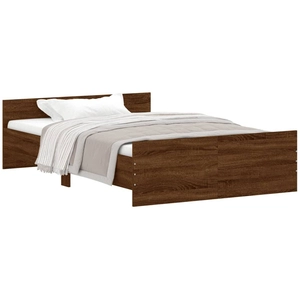 vidaXL Cadre de lit tête de lit et pied de lit chêne marron 120x190 cm pas cher