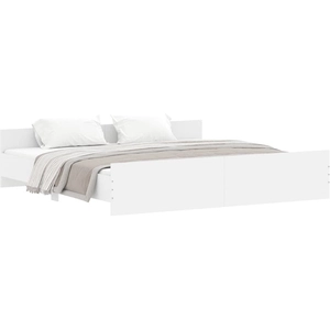 vidaXL Cadre de lit avec tête de lit et pied de lit blanc 180x200 cm pas cher