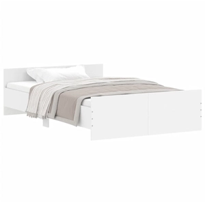 vidaXL Cadre de lit avec tête de lit/pied de lit blanc 135x190 cm pas cher
