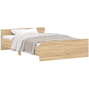 vidaXL Cadre de lit tête de lit et pied de lit chêne sonoma 135x190 cm pas cher