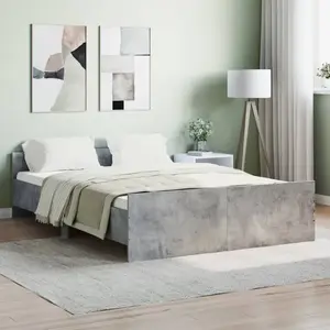 vidaXL Cadre de lit tête de lit et pied de lit gris béton 140x190 cm pas cher