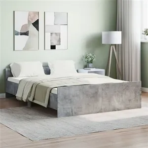vidaXL Cadre de lit tête de lit et pied de lit gris béton 135x190 cm pas cher