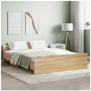 vidaXL Cadre de lit tête de lit et pied de lit chêne sonoma 150x200 cm pas cher
