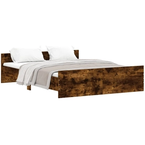 vidaXL Cadre de lit tête de lit et pied de lit chêne fumé 150x200 cm pas cher