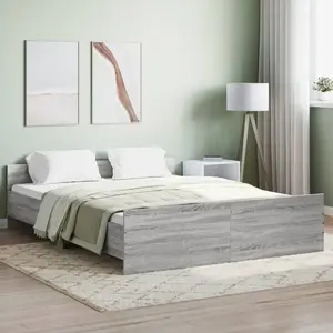 vidaXL Cadre de lit tête de lit et pied de lit sonoma gris 150x200 cm pas cher