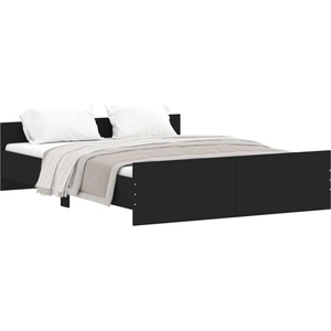 vidaXL Cadre de lit avec tête de lit et pied de lit noir 160x200 cm pas cher