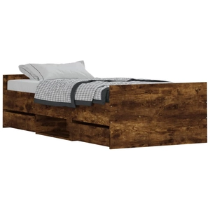 vidaXL Cadre de lit tête de lit et pied de lit chêne fumé 100x200 cm pas cher
