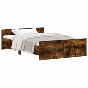 vidaXL Cadre de lit tête de lit et pied de lit chêne fumé 120x200 cm pas cher