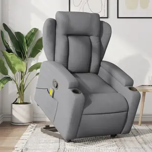 vidaXL Fauteuil de massage inclinable Gris clair Tissu pas cher