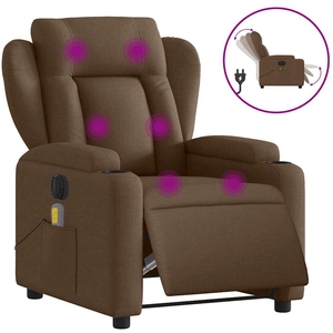 vidaXL Fauteuil inclinable de massage électrique marron tissu pas cher