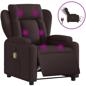 vidaXL Fauteuil de massage inclinable électrique Marron foncé Tissu pas cher