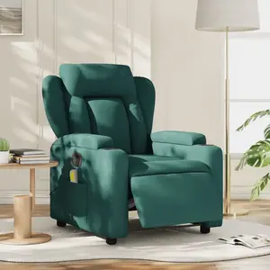 vidaXL Fauteuil de massage inclinable électrique Vert foncé Tissu pas cher