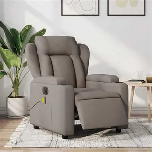 vidaXL Fauteuil de massage inclinable électrique Taupe Tissu pas cher
