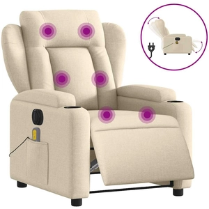 vidaXL Fauteuil inclinable de massage électrique crème tissu pas cher