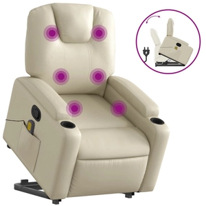 vidaXL Fauteuil inclinable de massage Crème Similicuir pas cher