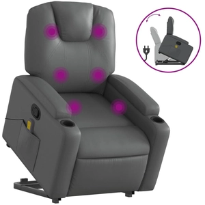 vidaXL Fauteuil inclinable de massage Gris Similicuir pas cher