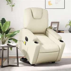 vidaXL Fauteuil inclinable de massage électrique crème similicuir pas cher