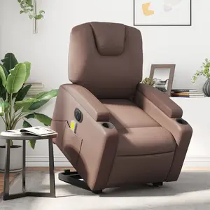 vidaXL Fauteuil inclinable de massage électrique marron similicuir pas cher