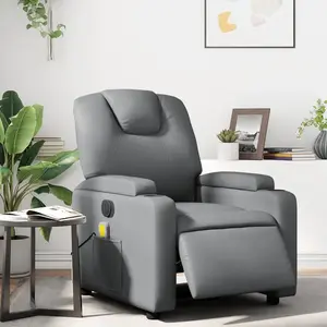 vidaXL Fauteuil de massage inclinable électrique gris similicuir pas cher