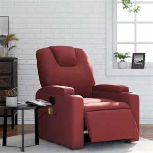 vidaXL Fauteuil de massage inclinable électrique rouge bordeaux pas cher
