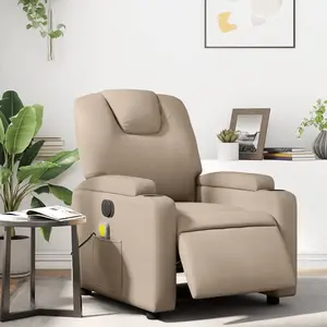 vidaXL Fauteuil de massage inclinable électrique cappuccino similicuir pas cher