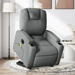 vidaXL Fauteuil inclinable de massage électrique Gris foncé Tissu pas cher