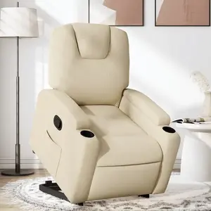 vidaXL Fauteuil inclinable Crème Tissu pas cher