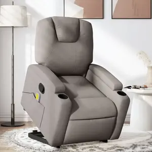 vidaXL Fauteuil inclinable de massage Taupe Tissu pas cher
