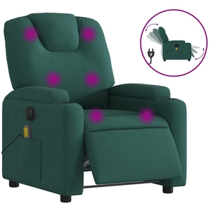 vidaXL Fauteuil de massage inclinable électrique Vert foncé Tissu pas cher