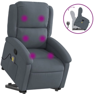 vidaXL Fauteuil de massage inclinable Gris foncé Velours pas cher