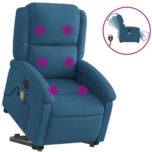 vidaXL Fauteuil de massage inclinable Bleu Velours pas cher