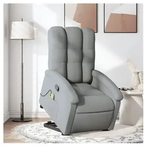 vidaXL Fauteuil de massage inclinable Gris clair Tissu pas cher