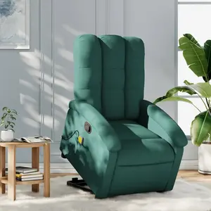 vidaXL Fauteuil inclinable de massage Vert foncé Tissu pas cher