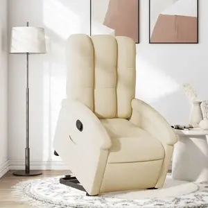 vidaXL Fauteuil inclinable Crème Tissu pas cher