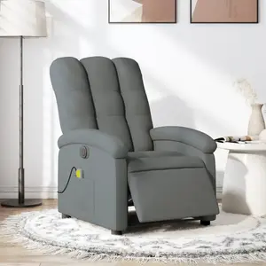 vidaXL Fauteuil inclinable de massage électrique gris foncé tissu pas cher