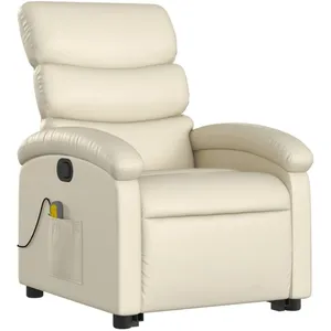 vidaXL Fauteuil inclinable de massage Crème Similicuir pas cher