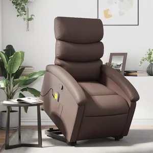 vidaXL Fauteuil inclinable de massage Marron Similicuir pas cher