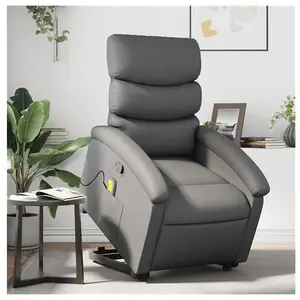 vidaXL Fauteuil inclinable de massage Gris Similicuir pas cher