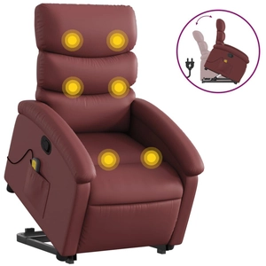 vidaXL Fauteuil inclinable de massage Rouge bordeaux Similicuir pas cher